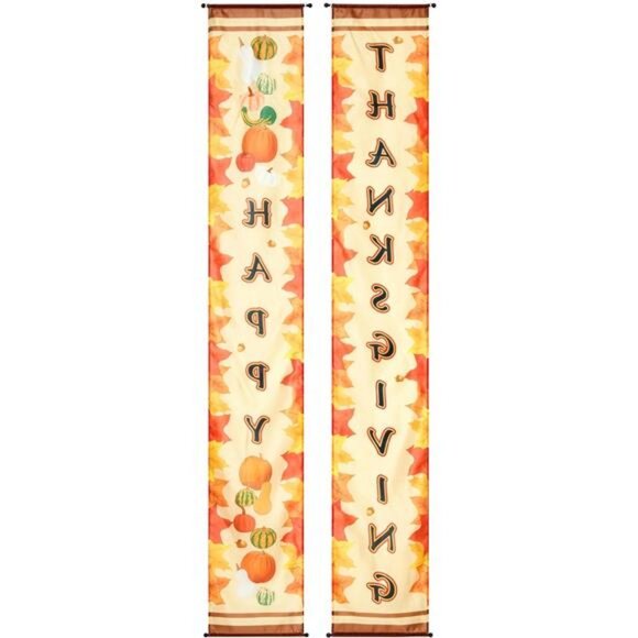 2-Piece Fabric Party Banner with Dowel, Thanksgiving, 84-Inches - Picture 4 of 6